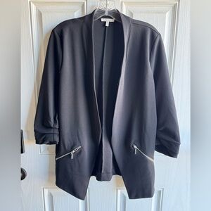Maurices Black Open Front Blazer with Zipper Feax Pockets